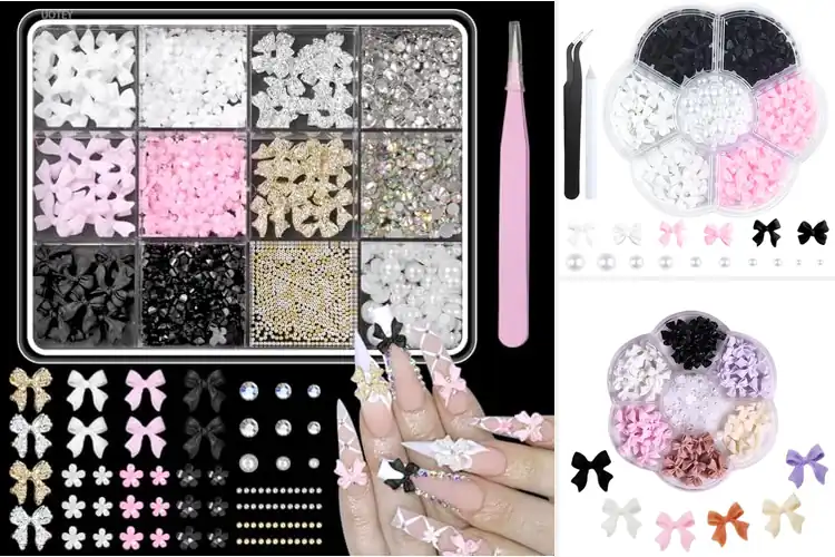 Detailed view of Best 3D Bow Nail Charms: Sparkle Up Your Style