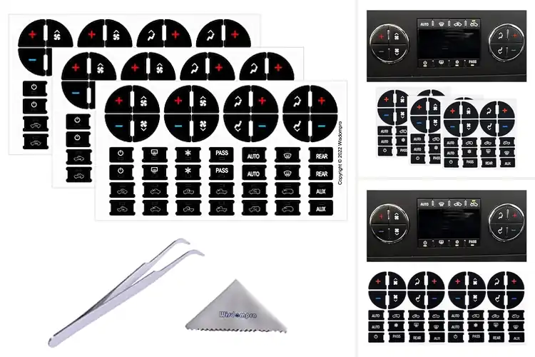 Detailed view of Best AC Dash Button Decal Stickers for a Fresh Car Look