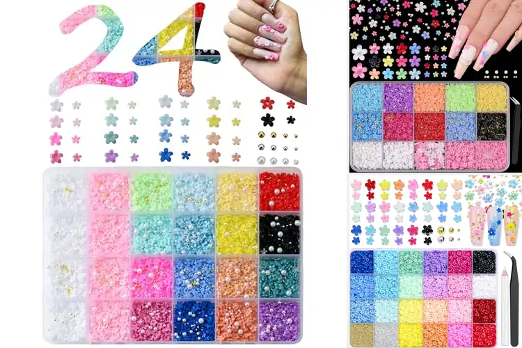 Detailed view of Best Assorted Flower Nail Charms