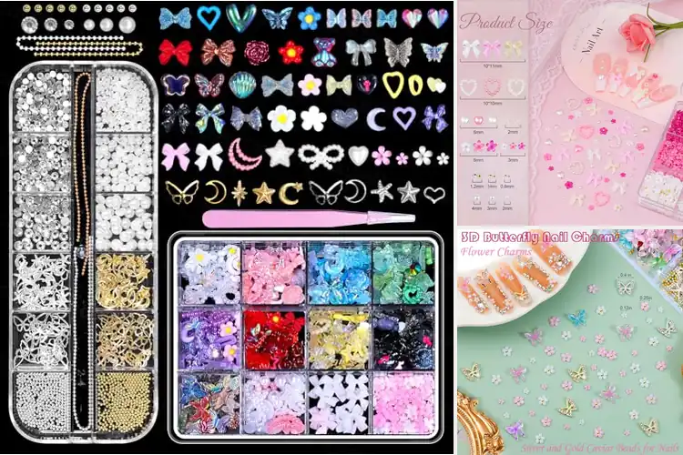 Detailed view of Best Flower Butterfly Heart Charms For Nails
