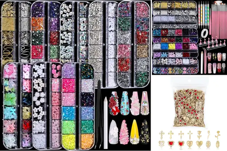 Detailed view of Best Nail Charms Set With Rhinestones
