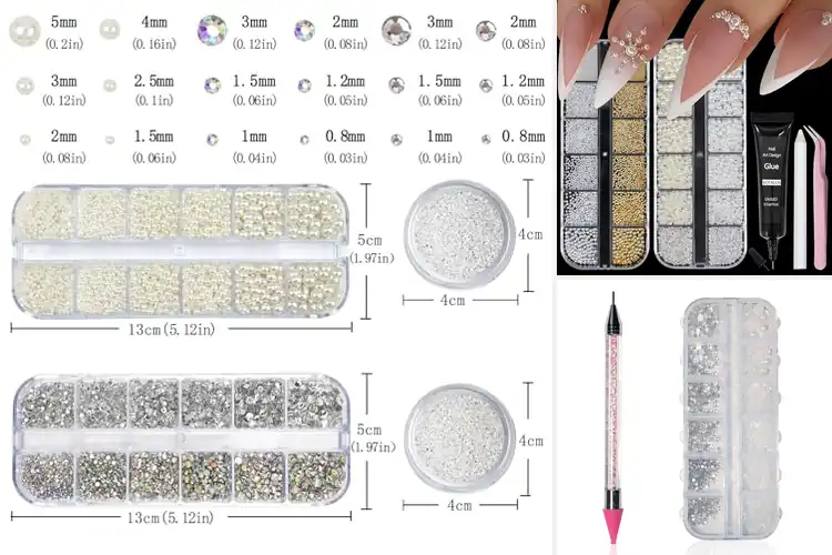Detailed view of Best Pearls And Rhinestones For Nail Design