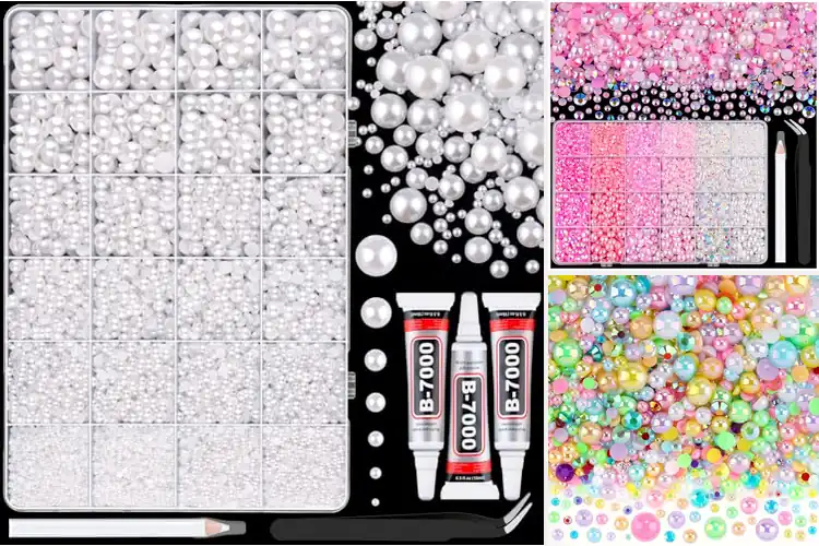 Detailed view of Best Pearls Rhinestones Beads Sets