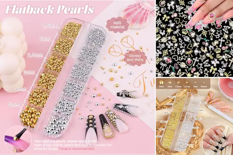 Detailed view of Best Silver Gold Nail Charms: Sparkle & Glamour